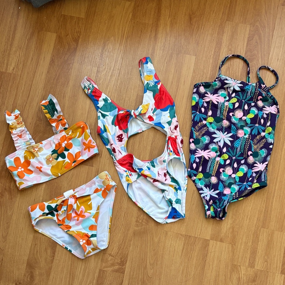 Colorful Floral and Tropical Swimsuit Set